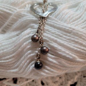 Heart pendant with 3 dangling pearls